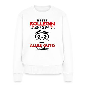 Abschied Kollegin Abschiedsgeschenk Jobwechsel - Frauen Premium Bio Pullover - Weiß - Vorne - Julia (174cm)