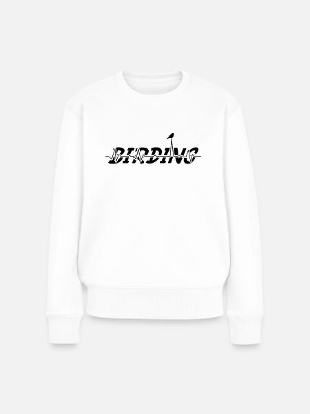 Birding Birdwatching Lovers Heartbeat Birdwatcher - Frauen Premium Bio Pullover - Weiß