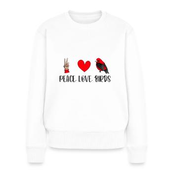 Bird Watching - Peace Love Birds - Bird Watcher - Frauen Premium Bio Pullover - Weiß - Vorne - Julia (174cm)