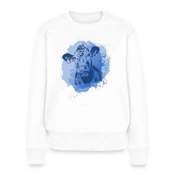 2reborn Blue Cow Kuh Tier Animal Cowanimal - Frauen Premium Bio Pullover - Weiß - Vorne - Julia (174cm)