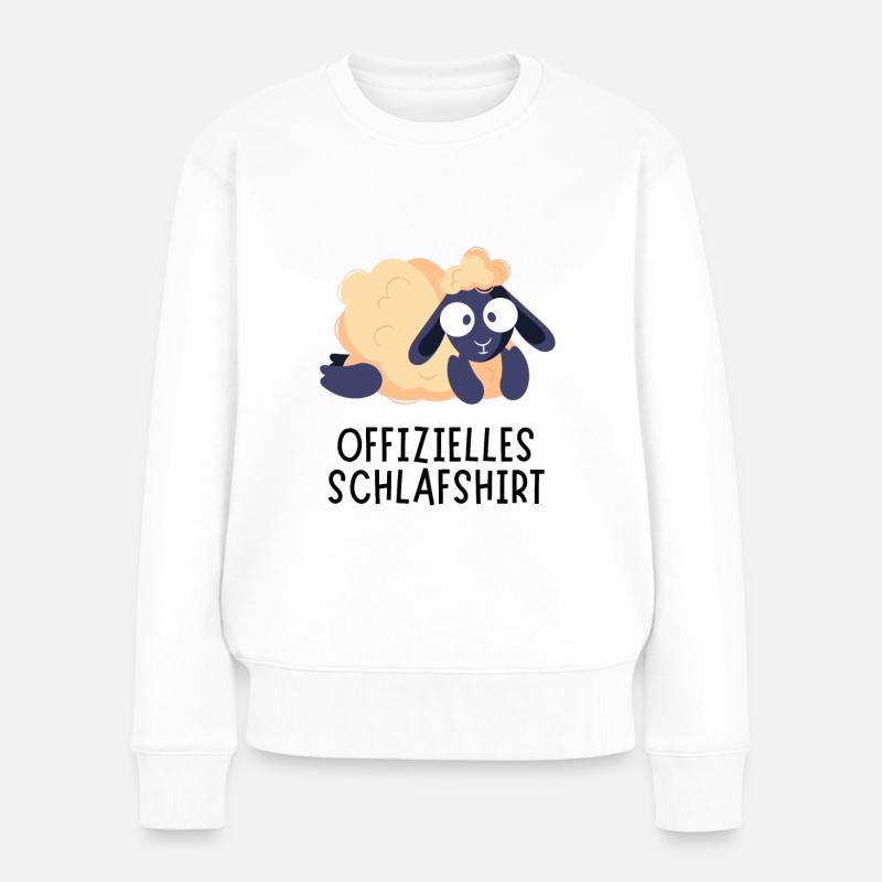 Offizielles Schlafshirt - Süßes Schaf denkt nach - Frauen Premium Bio Pullover - Weiß