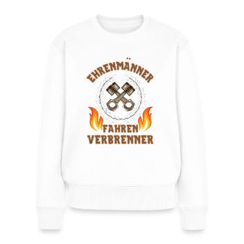 Verbrenner Werkstatt E Auto Verbrennungsmotor PKW - Frauen Premium Bio Pullover - Weiß - Vorne - Julia (174cm)