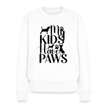 Mes enfants ont des pattes - Pull Premium bio Femme - blanc - Devant - Julia (174cm)