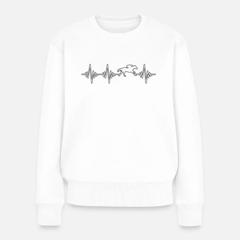 Pferd Reiten Herzschlag - Frauen Premium Bio Pullover - Weiß