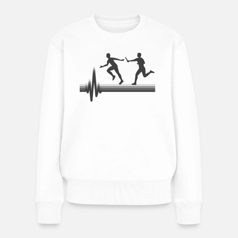 Course de relais athlète athlétisme battement de cœur - Pull Premium bio Femme - blanc