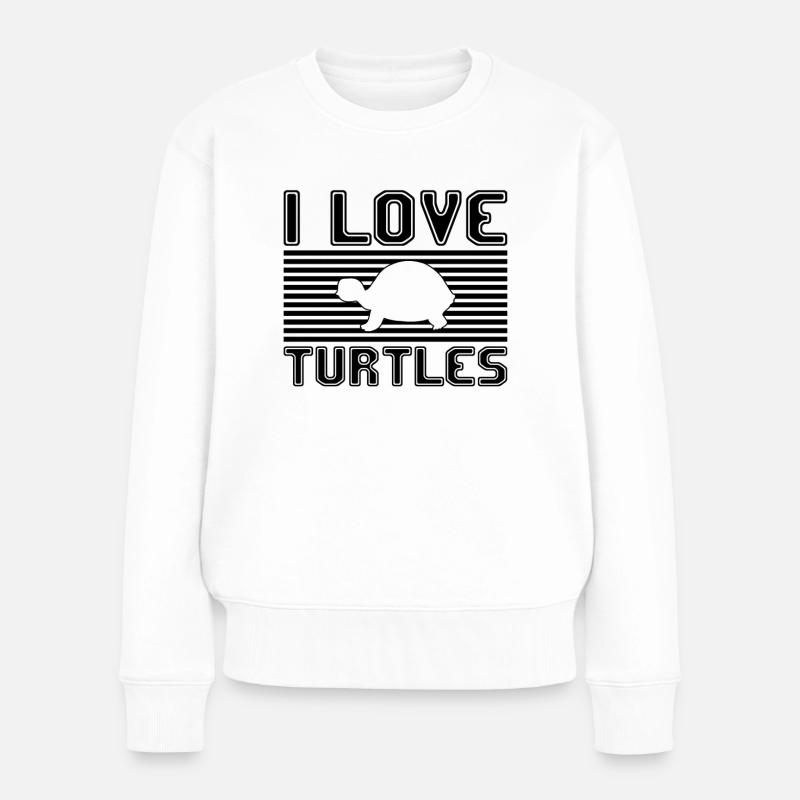 I love turtles - Frauen Premium Bio Pullover - Weiß