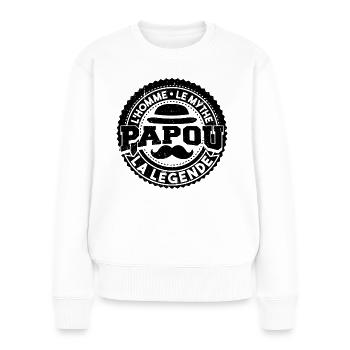 Papou Fete Des Grand Père Papy - Pull Premium bio Femme - blanc - Devant - Julia (174cm)