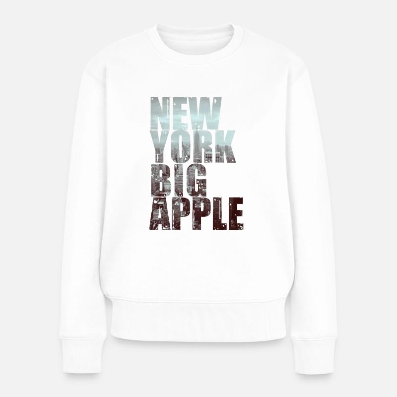 New York Big Apple Skyline États-Unis - Pull Premium bio Femme - blanc