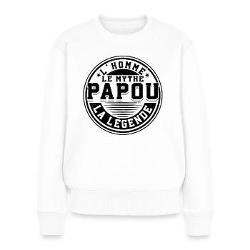 Papou Fete Des Grand Père Papy - Pull Premium bio Femme - blanc - Devant - Julia (174cm)