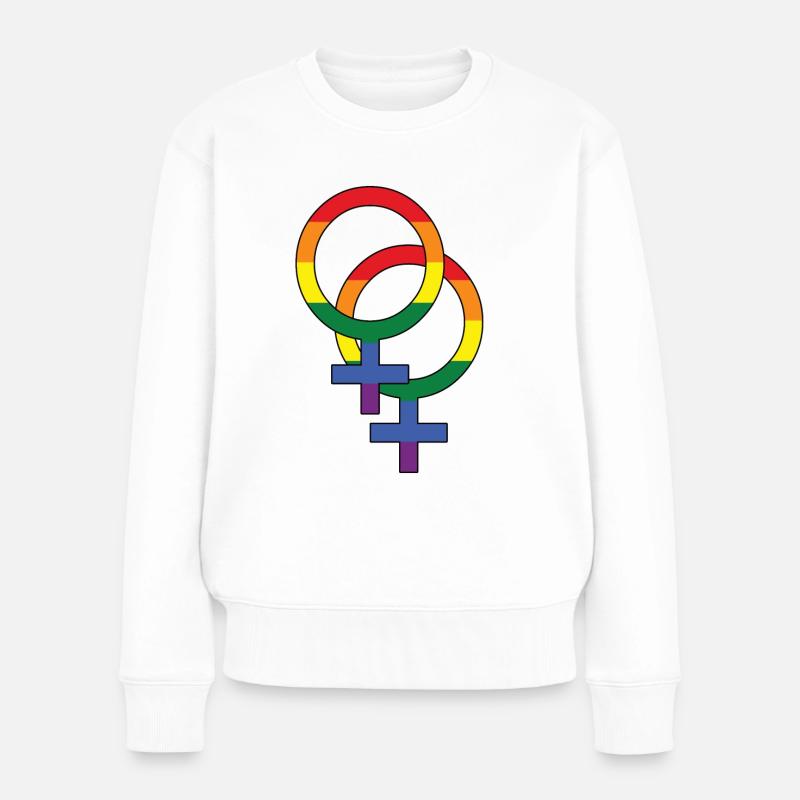 Lesbisch Rainbow Queer LGBTQ Gay Pride CSD - Frauen Premium Bio Pullover - Weiß