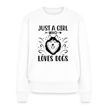 JUSTE UNE FILLE QUI AIME LES CHIENS - Pull Premium bio Femme - blanc - Devant - Julia (174cm)