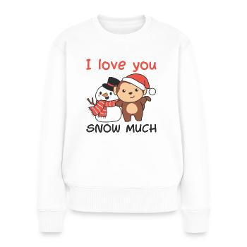 Singe je t’aime neige beaucoup schneemann wortspiel - Pull Premium bio Femme - blanc - Devant - Julia (174cm)