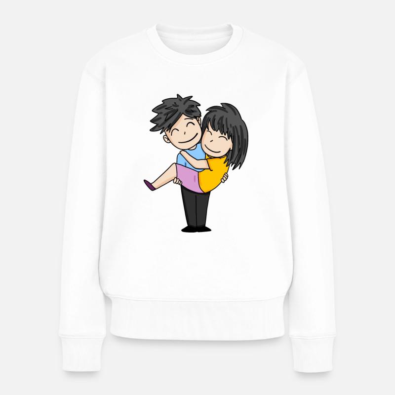 Paar Pärchen - Frauen Premium Bio Pullover - Weiß