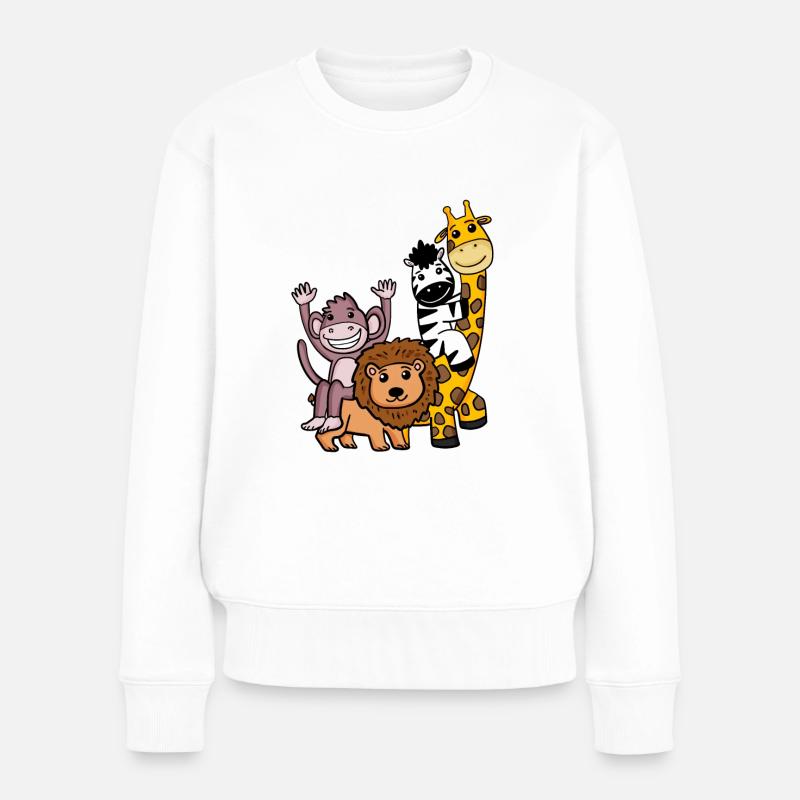 Niedliche Tiere - Frauen Premium Bio Pullover - Weiß
