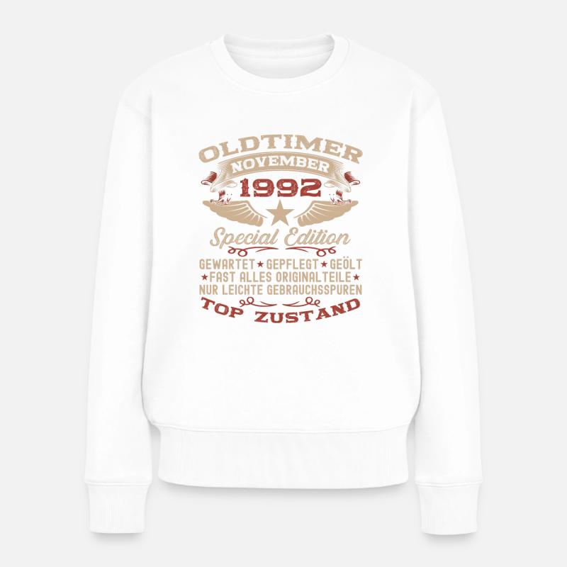 Oldtimer November 1992 30. Geburtstag Geschenk - Frauen Premium Bio Pullover - Weiß