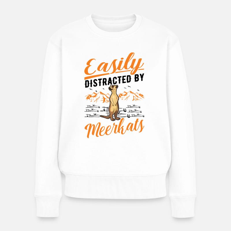 Erdmännchen Geschenk Meerkat - Frauen Premium Bio Pullover - Weiß
