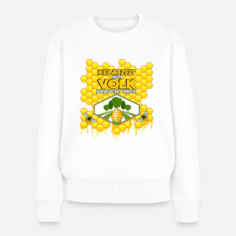 Imker Lustiger Spruch Mein Volk Braucht Mich - Frauen Premium Bio Pullover - Weiß