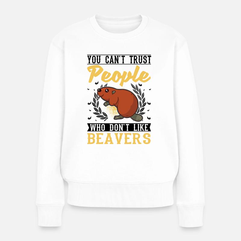 Biber Biberdamm Geschenk Beaver - Frauen Premium Bio Pullover - Weiß