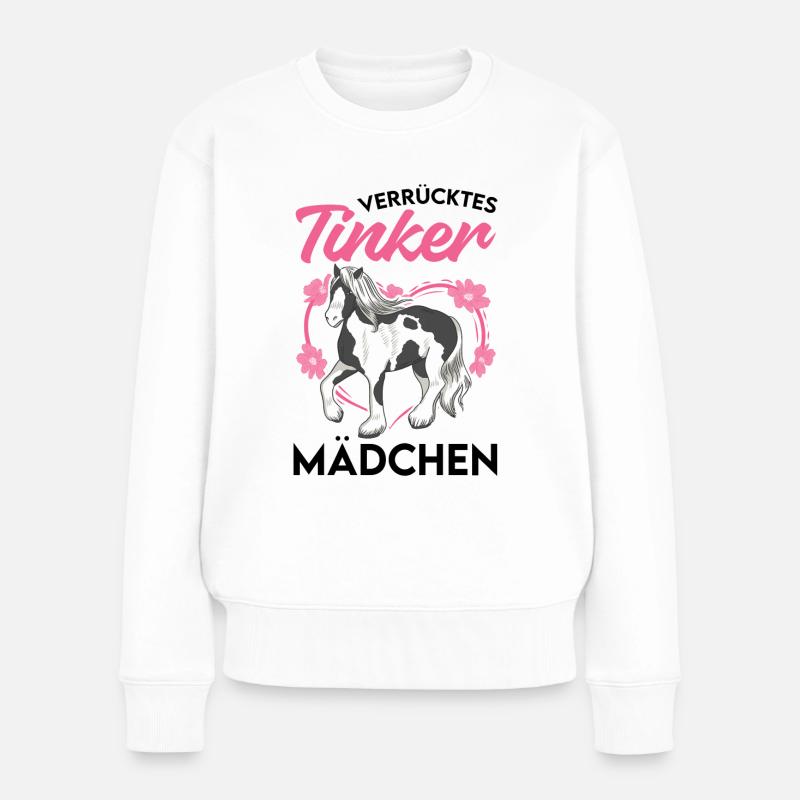 Verrücktes Tinker Mädchen Irish Tinker - Frauen Premium Bio Pullover - Weiß