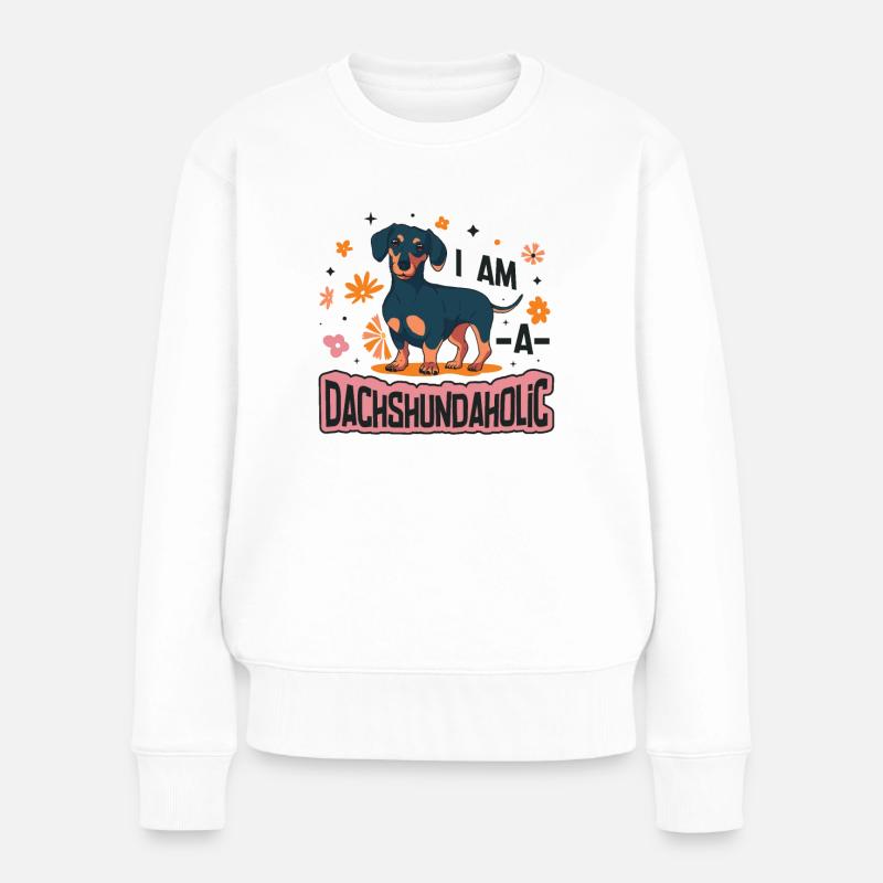 Je suis un teckel accro, teckel. - Pull Premium bio Femme - blanc