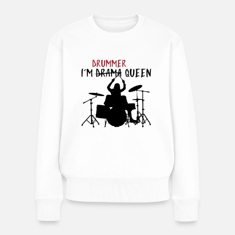 Im Drummer Queen for Percussionists & Drummers - Frauen Premium Bio Pullover - Weiß