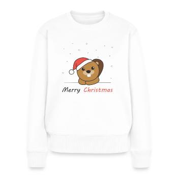 Biber Weihnachten Schnee Winter Tiere Biber - Frauen Premium Bio Pullover - Weiß - Vorne - Julia (174cm)