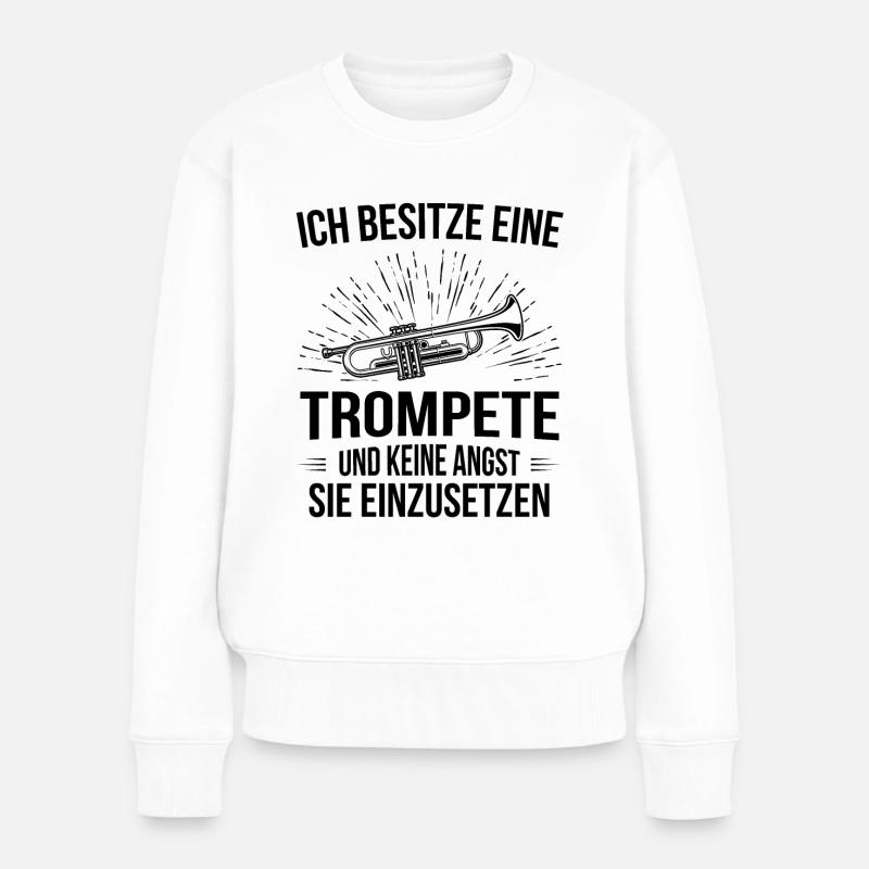 Trompete Trompetenspieler Trompeter - Frauen Premium Bio Pullover - Weiß