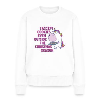 J’accepte les cookies même en dehors de la saison de Noël - Pull Premium bio Femme - blanc - Devant - Julia (174cm)