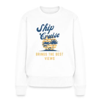 Kreuzfahrt Kreuzfahrtschiff Boot Urlaub Reise - Frauen Premium Bio Pullover - Weiß - Vorne - Julia (174cm)