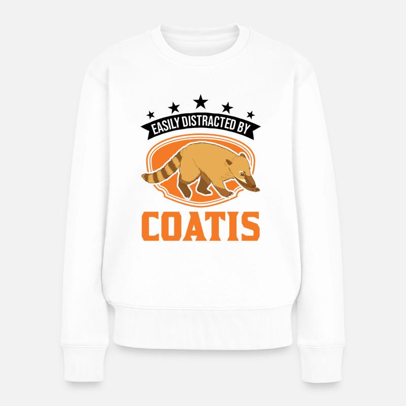 Easily distracted by Coatis Nasenbär - Frauen Premium Bio Pullover - Weiß
