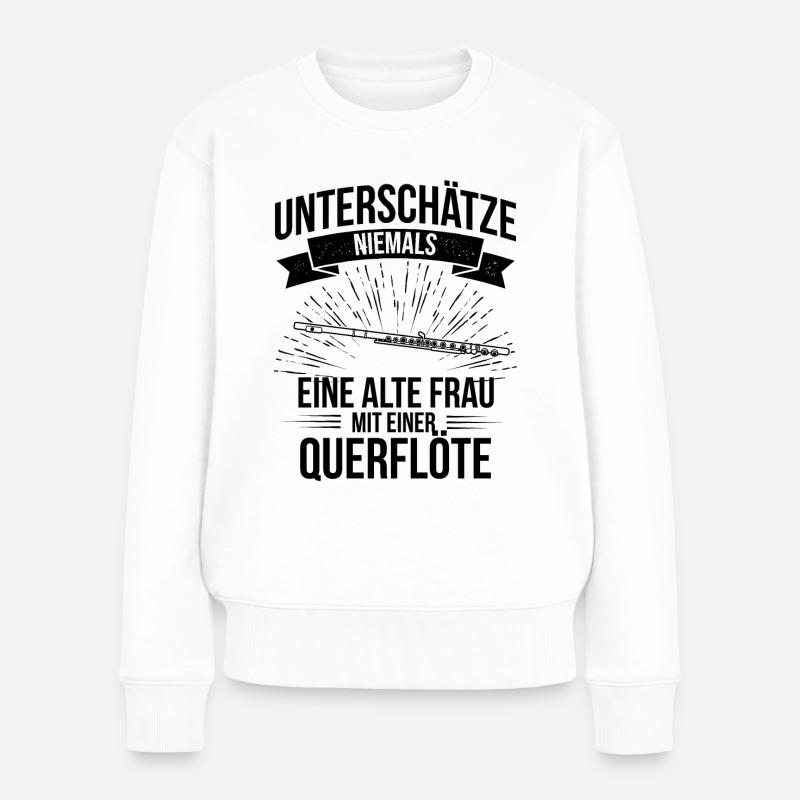 Querflöte Querflötenspieler Querflötist - Frauen Premium Bio Pullover - Weiß