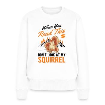 Écureuil Cadeau Écureuil Gris - Pull Premium bio Femme - blanc - Devant - Julia (174cm)