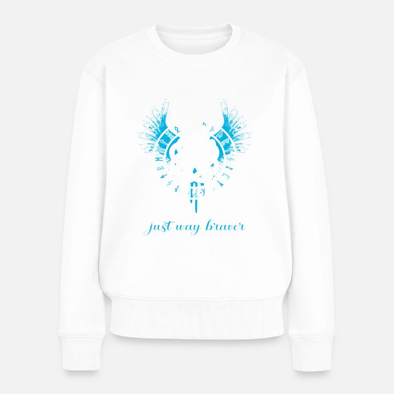 Schildmaid -Viking Mom - Wie eine normale Mama - Frauen Premium Bio Pullover - Weiß