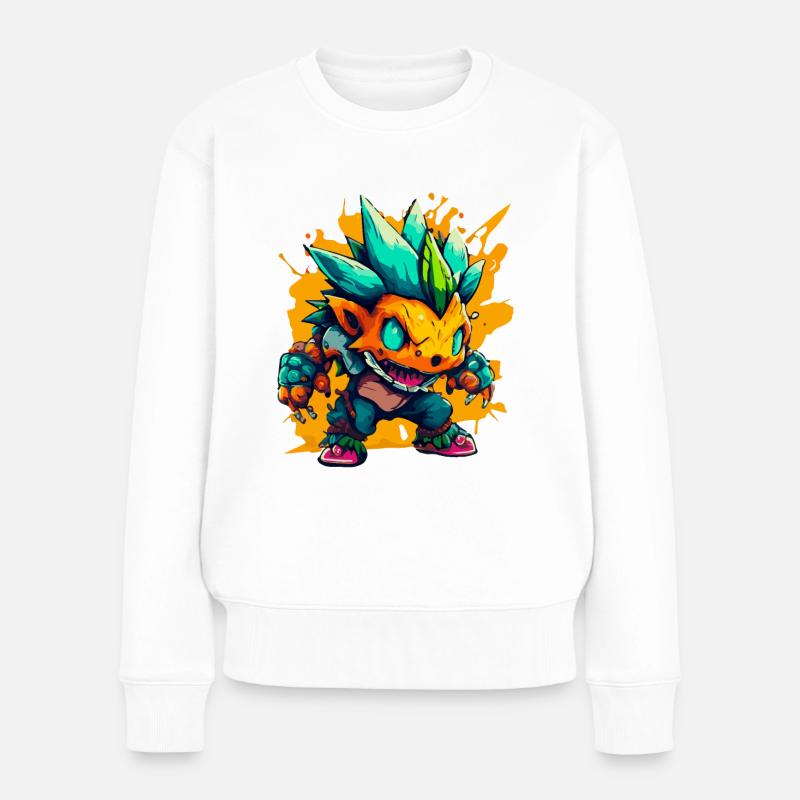 Monster Crash - Cooles Power Blitz Monster - Frauen Premium Bio Pullover - Weiß