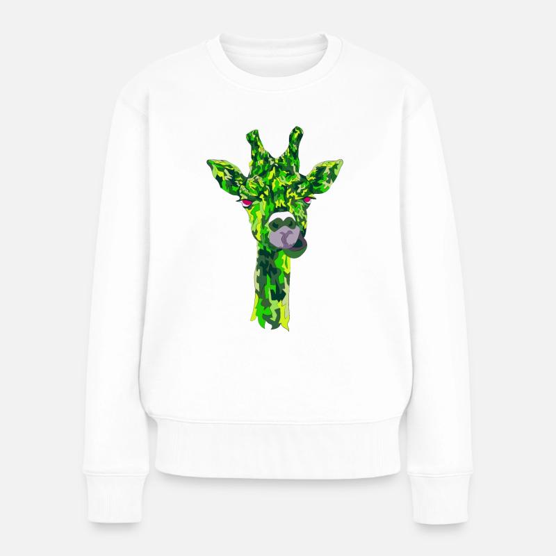 Drôle de style géométrique de girafe - Pull Premium bio Femme - blanc