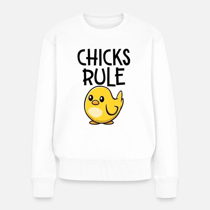 Küken Regel - Frauen Premium Bio Pullover - Weiß