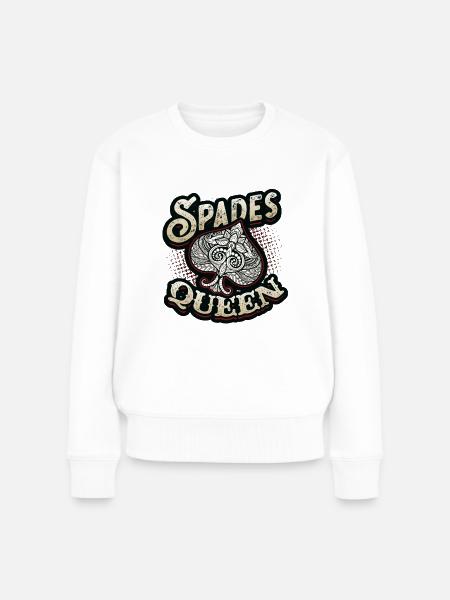Pik Dame, Pik Kartenspiel - Frauen Premium Bio Pullover - Weiß