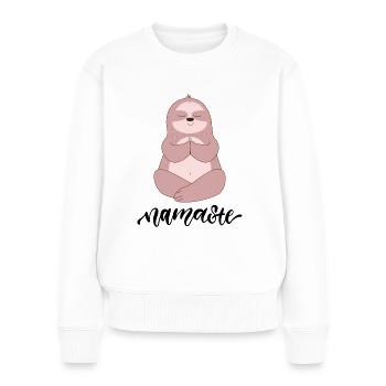 Yoga Meditation Sloth Namaste - Women's Premium Organic Jumper - white - Front - Julia (174cm)