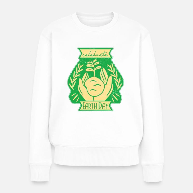 Umweltfreundliche Erde Planet retten Earth Day - Frauen Premium Bio Pullover - Weiß
