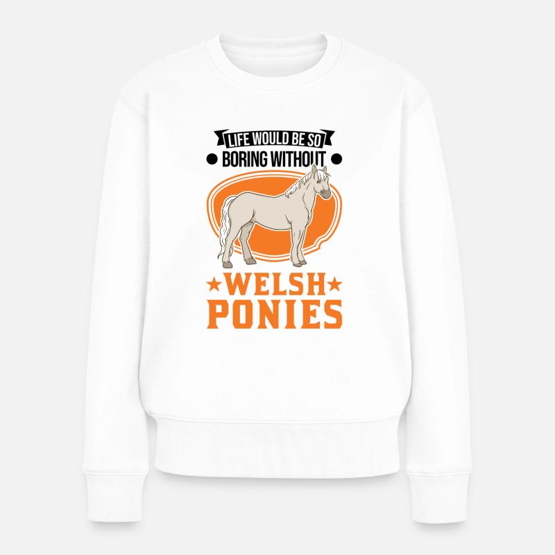 Welsh Pony Reiterin - Frauen Premium Bio Pullover - Weiß