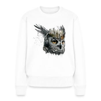 Owl Music Art Architecture Face Gift Animal - Pull Premium bio Femme - blanc - Devant - Julia (174cm)