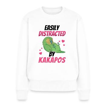 Kakapo lenkt ab flugunfähiger Papagei Kakapo - Frauen Premium Bio Pullover - Weiß - Vorne - Julia (174cm)