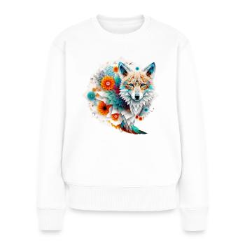 Renard Mandala Coloré Yeux Bleus Cadeau Femme Animaux - Pull Premium bio Femme - blanc - Devant - Julia (174cm)