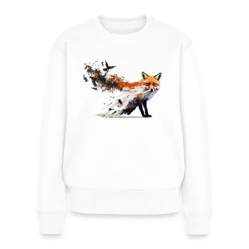 Fuchs Vogel Kunst Bunt Waldtiere Rotfuchs Geschenk - Frauen Premium Bio Pullover - Weiß - Vorne - Julia (174cm)