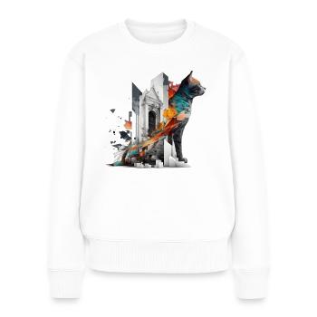 Cat Art Cat Motif Coloré Cadeau Architecture - Pull Premium bio Femme - blanc - Devant - Julia (174cm)