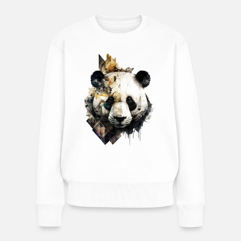 Panda Bunt Architektur Kopf Geschenk Tier Pandabär - Frauen Premium Bio Pullover - Weiß
