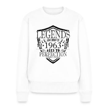 Geburtsjahr 1963 Vintage Geburtstag Legende 1963 - Frauen Premium Bio Pullover - Weiß - Vorne - Julia (174cm)
