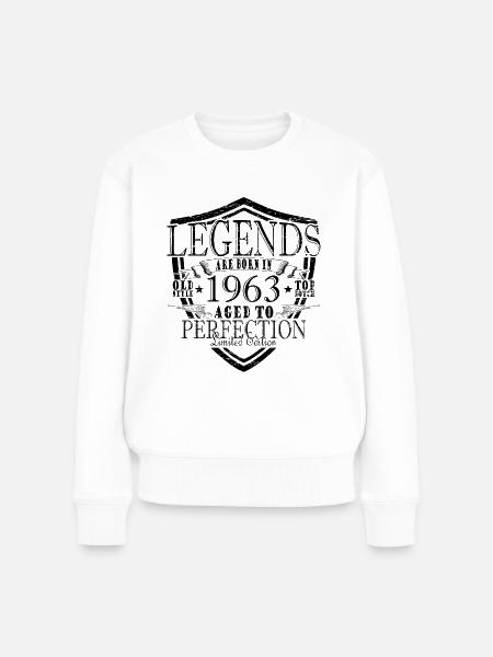 Geburtsjahr 1963 Vintage Geburtstag Legende 1963 - Frauen Premium Bio Pullover - Weiß