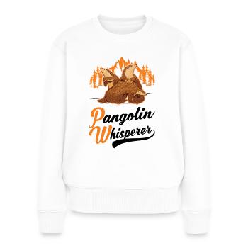 Pangolin Flüsterer Schuppentier - Frauen Premium Bio Pullover - Weiß - Vorne - Julia (174cm)