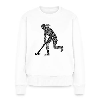 Feldhockey Symbole Hockey Frauen Hockeyspielerin - Frauen Premium Bio Pullover - Weiß - Vorne - Julia (174cm)